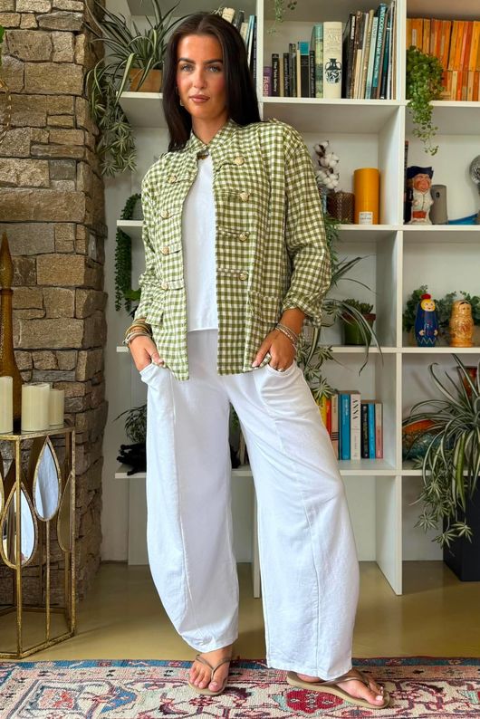 Nonni Gingam Napoleon Jacket Olive